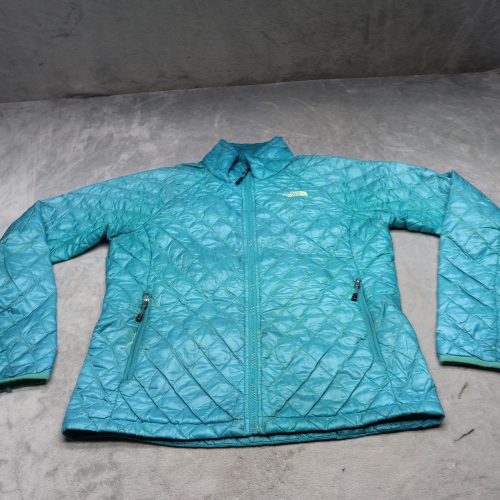 North Face Jacket Womens Medium‎ Blue Thermoball Insulated Quilted Puffer READ